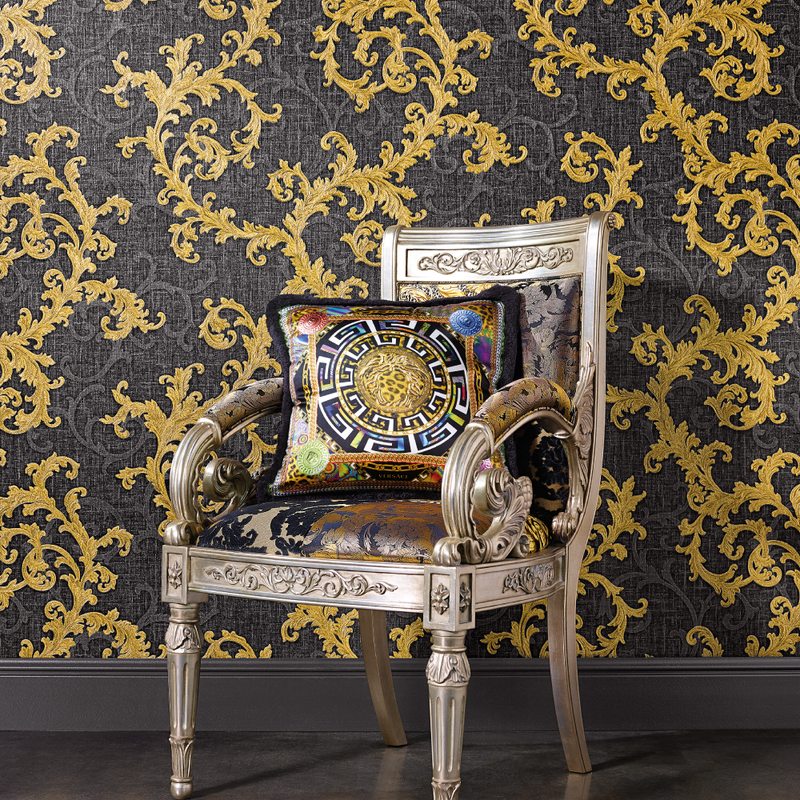 Papier peint intissé VERSACE BAROQUE & ROLL coloris anthracite