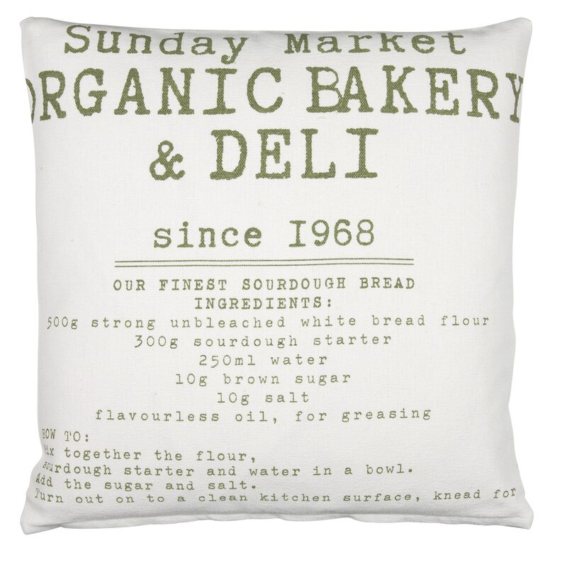 Coussin DELI OLIVE coloris blanc 50 x 50 cm