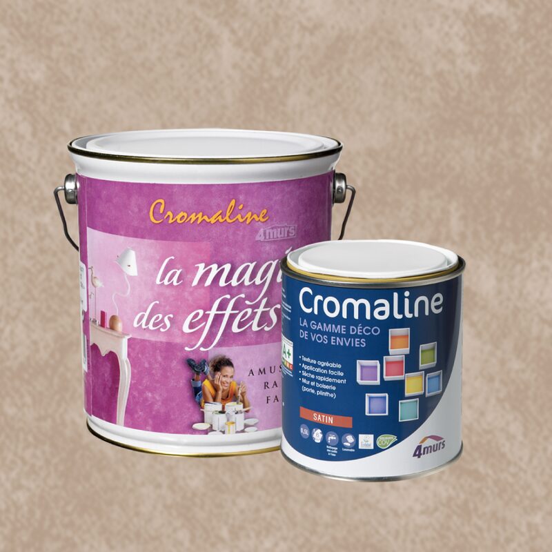 Peinture Finition MAGIE DES EFFETS Acrylique cappuccino Satiné 0,5 L Cromaline + Primaire gel incolore Satiné 1,5 L