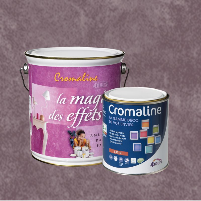 Peinture Finition MAGIE DES EFFETS Acrylique aubergine Satiné 0,5 L Cromaline + Primaire gel incolore Satiné 1,5 L