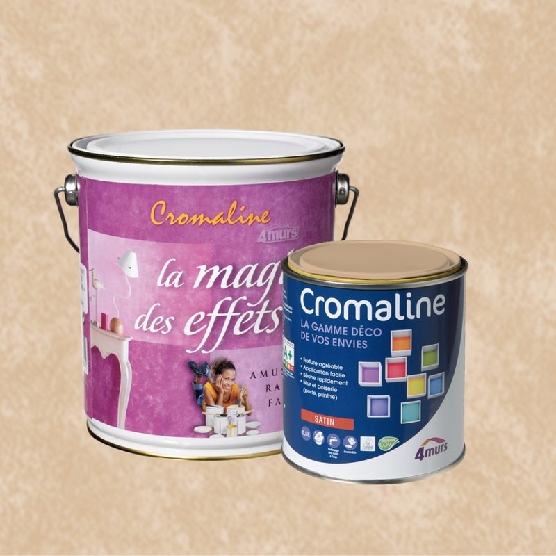 Peinture Finition MAGIE DES EFFETS Acrylique terre des landes Satiné 0,5 L Cromaline + Primaire gel incolore Satiné 1,5 L