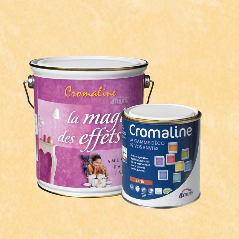 Peinture Finition MAGIE DES EFFETS Acrylique paille Satiné 0,5 L Cromaline + Primaire gel incolore Satiné 1,5 L