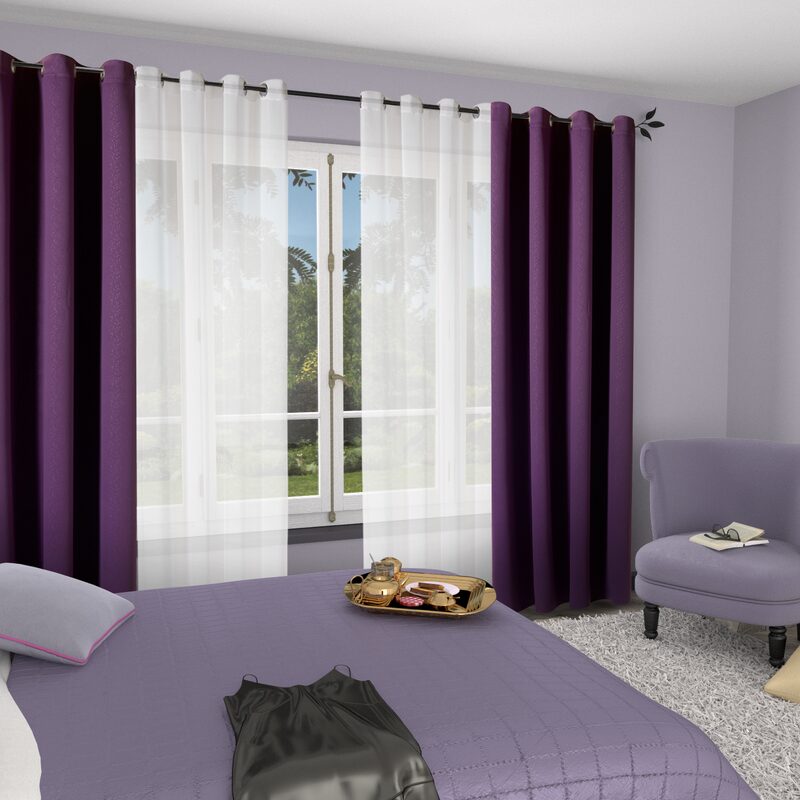 Rideau BESSY coloris aubergine 140 x 250 cm