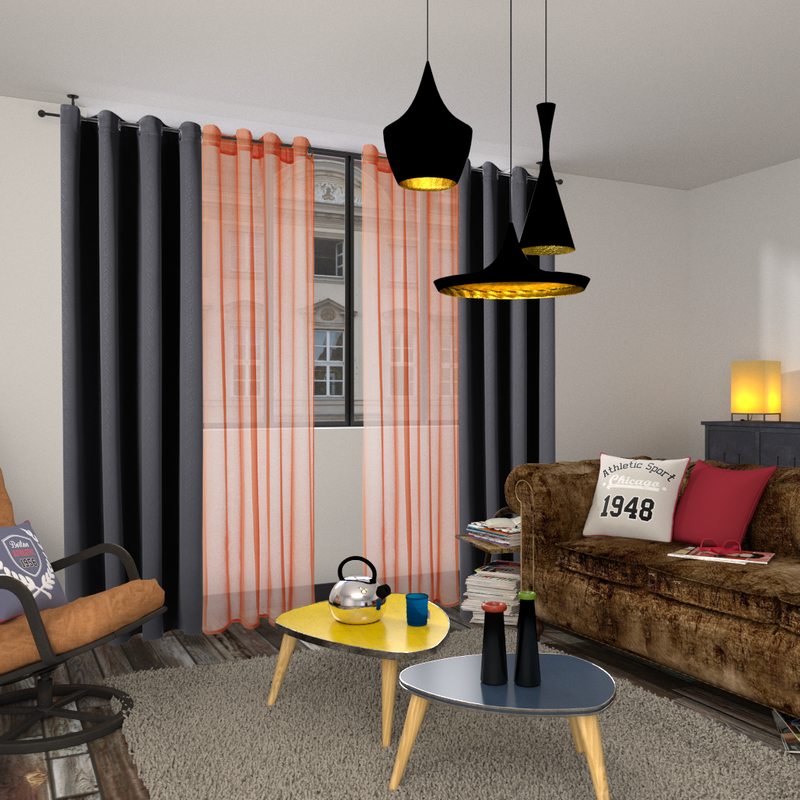 Voilage COLORS coloris orange mandarine 140 x 260 cm