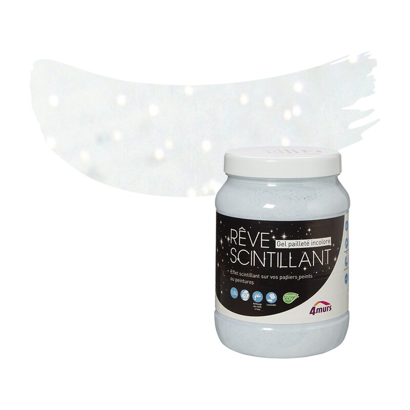 Peinture Créative RÊVE SCINTILLANT Acrylique pailleté argent Brillant 1,5 L