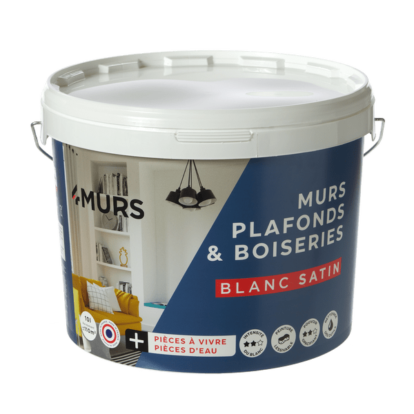 Peinture MURS ET PLAFONDS Acrylique blanc Satiné 10 L