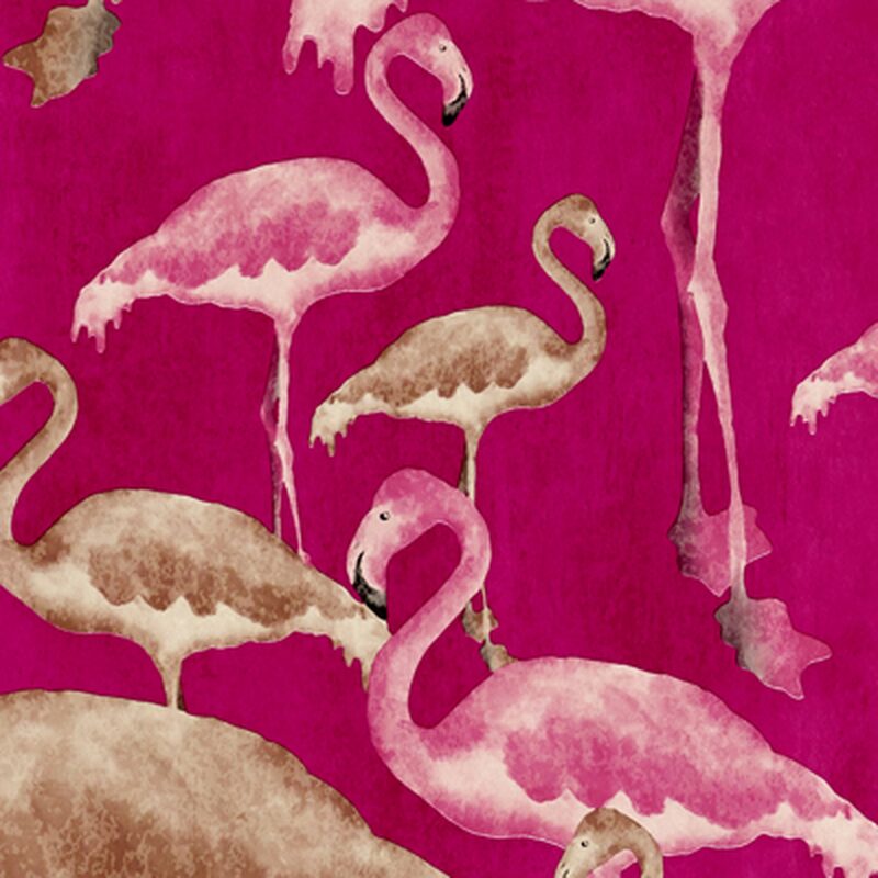 Papier peint intissé FLAMINGO BEACH coloris rose orchidée