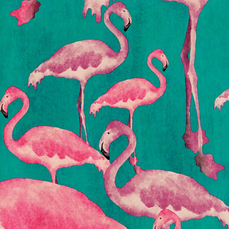 Papier peint intissé FLAMINGO BEACH coloris bleu turquoise
