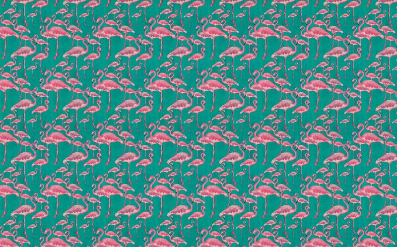 Papier peint intissé FLAMINGO BEACH coloris bleu turquoise