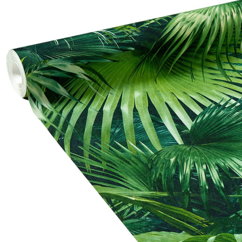 Papier peint intissé TROPICAL FOREST coloris vert bambou