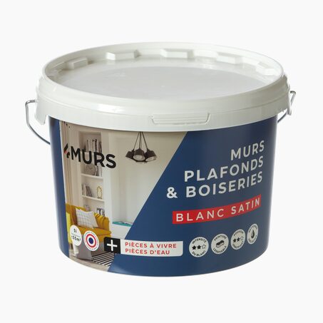 4MURS Peinture MURS ET PLAFONDS Acrylique blanc Satiné 5 L