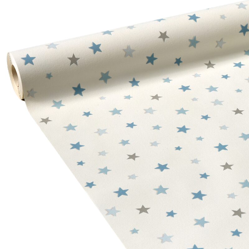 Papier peint vinyle STELLA coloris bleu glacier