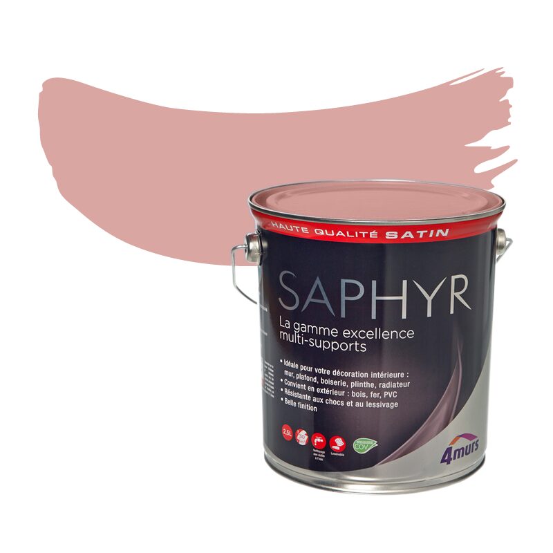 Peinture Multi-supports SAPHYR Alkyde rose à joue Satiné 2,5 L