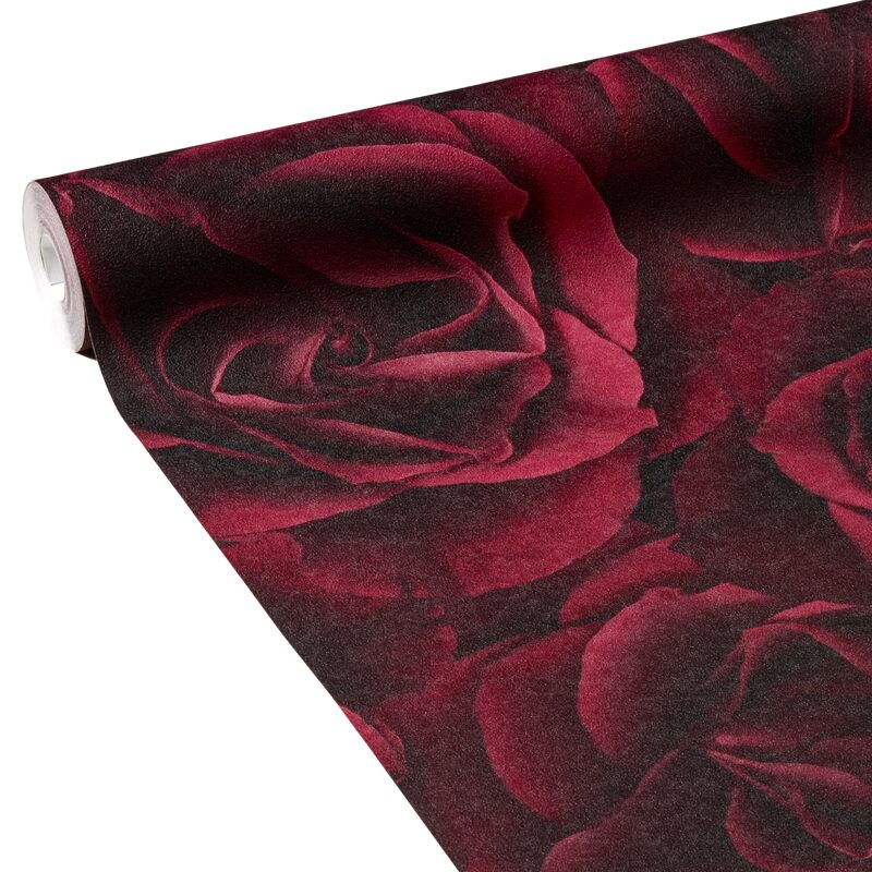 Papier peint intissé ROSES XXL coloris rouge carmin