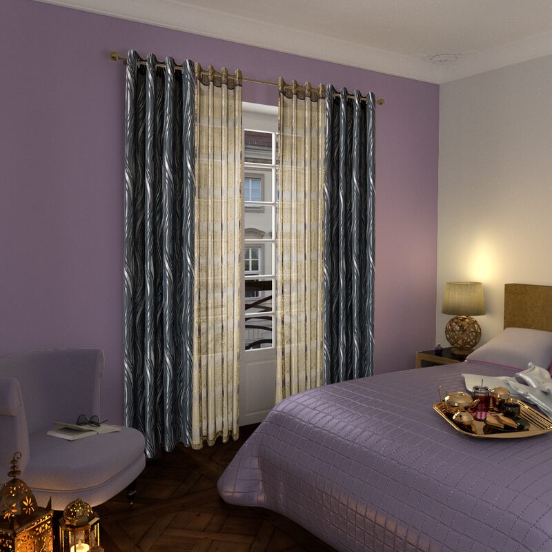Voilage BLING coloris noir doré 130 x 240 cm