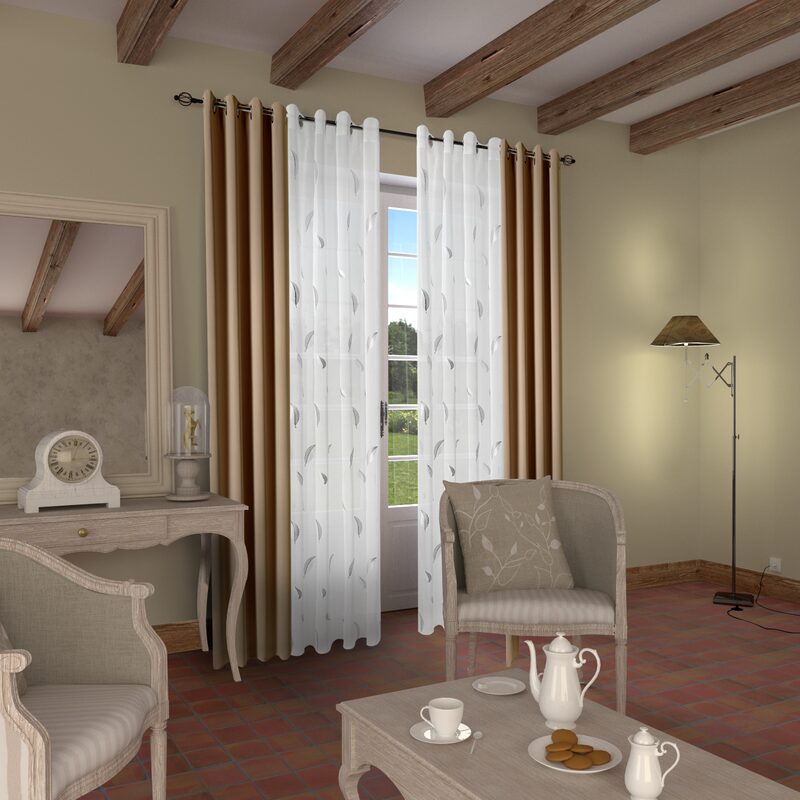 Voilage FLORINE coloris blanc 140 x 260 cm