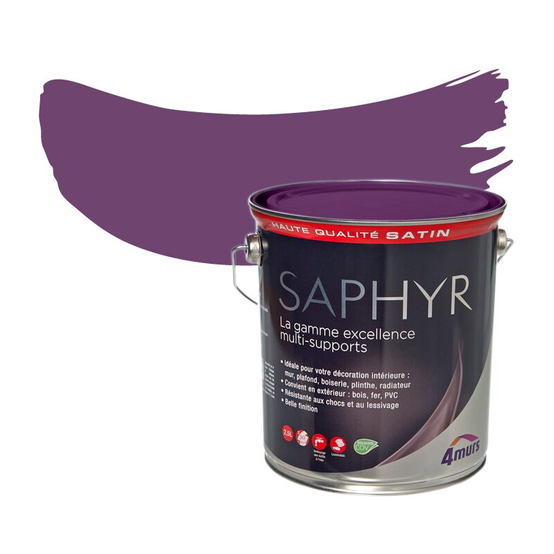 Peinture Multi-supports SAPHYR Alkyde purple Satiné 2,5 L