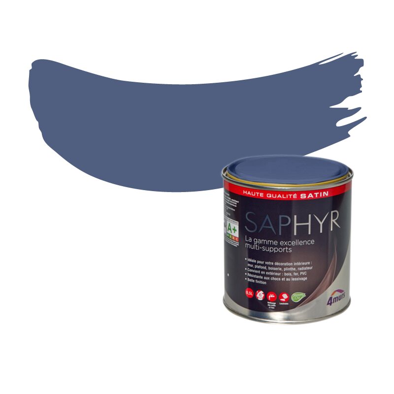 Peinture Finition SAPHYR Alkyde cobalt Satiné 0,5 L