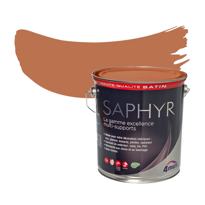 Peinture Multi-supports SAPHYR Alkyde tomette Satiné 2,5 L