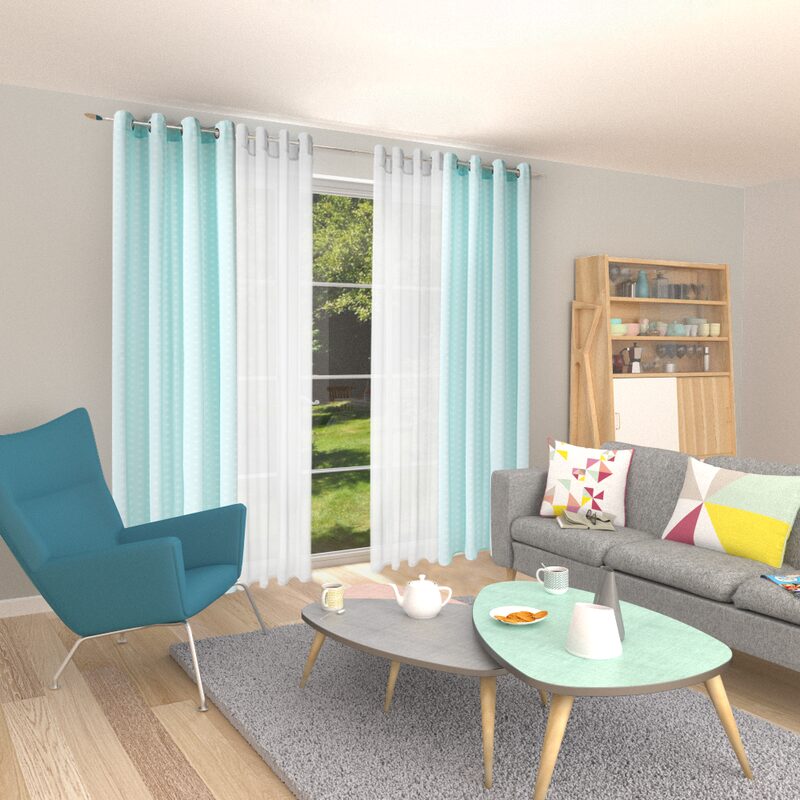Rideau SOLNA coloris bleu 140 x 260 cm