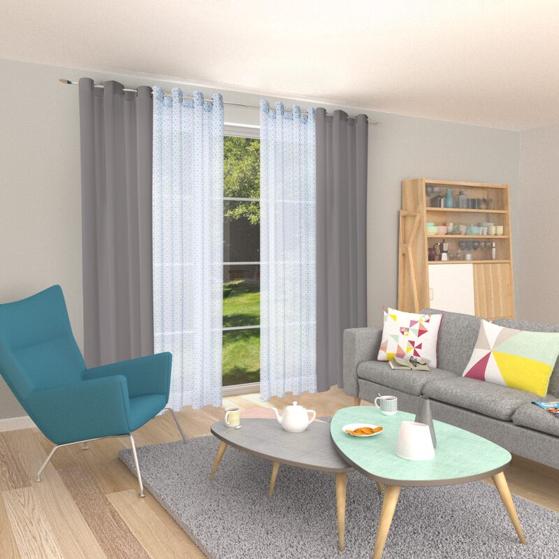 Voilage LUND coloris bleu 140 x 240 cm