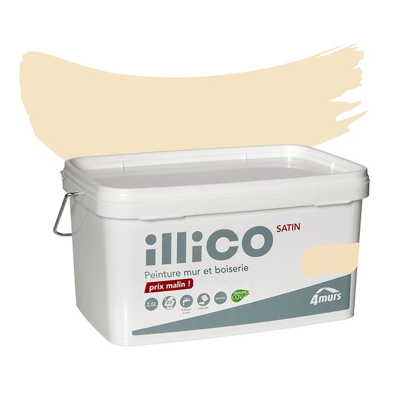 Peinture Multi-supports ILLICO Acrylique ivoire Satiné 2,5 L