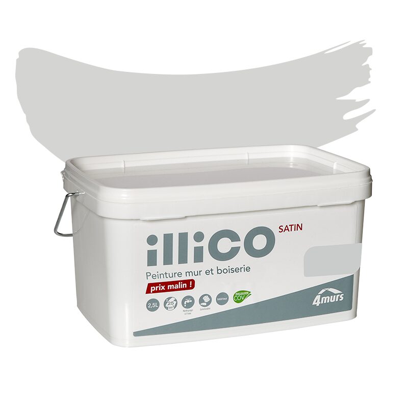 Peinture Multi-supports ILLICO Acrylique gris urbain Satiné 2,5 L