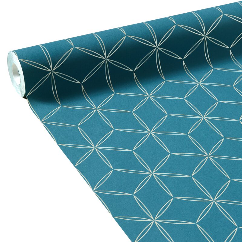 Papier peint intissé VIANNEY coloris bleu paon