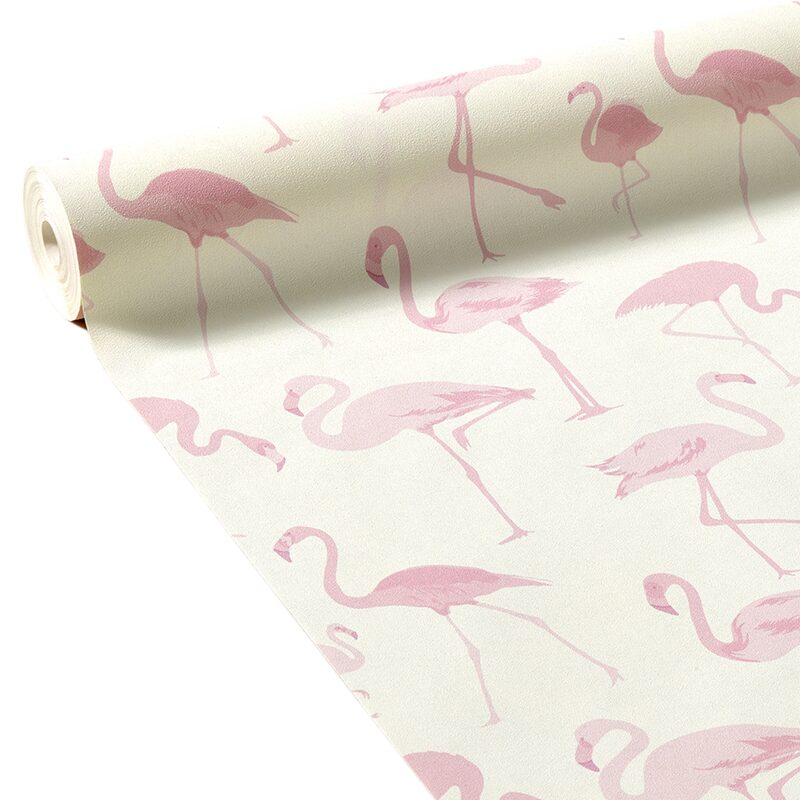 Papier peint intissé FLAMINGO coloris rose flamand