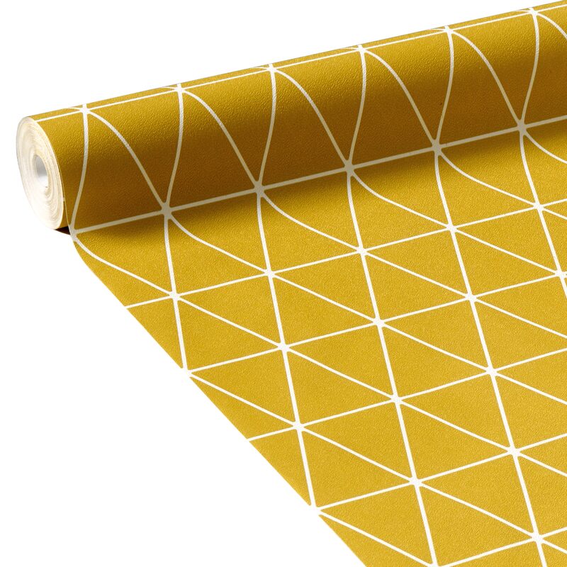 Papier peint intissé HEDVIG coloris jaune moutarde