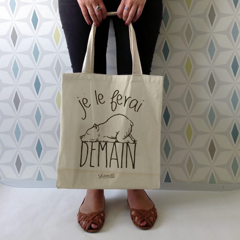 Tote bag JE LE FERAI DEMAIN coloris beige