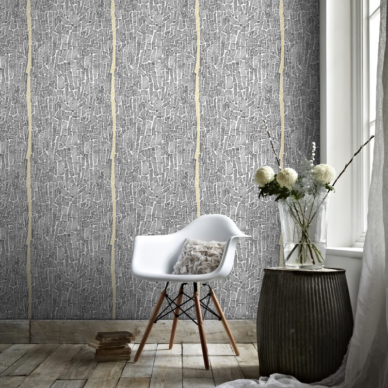 Papier peint intissé SCRIBBY BY SOPHIE FERJANI coloris noir