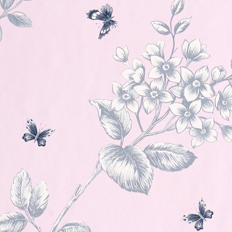 Papier peint HUMMINGBIRD coloris rose aquarelle