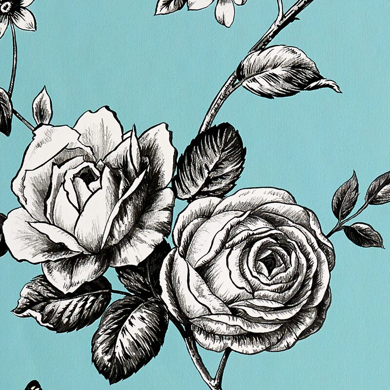 Papier peint HUMMINGBIRD coloris bleu vintage