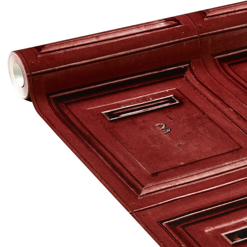Papier peint intissé POST OFFICE coloris rouge brique