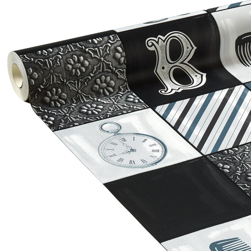 Papier peint GENTLEMEN'S BARBERSHOP coloris blanc