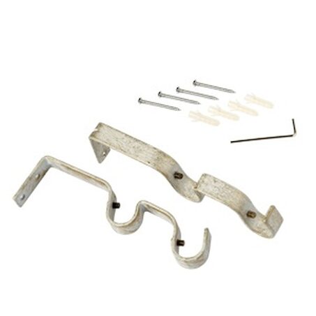 Support barre à rideau CERUSITE blanc / doré 1,9 cm de 9,5 à 15,5 cm