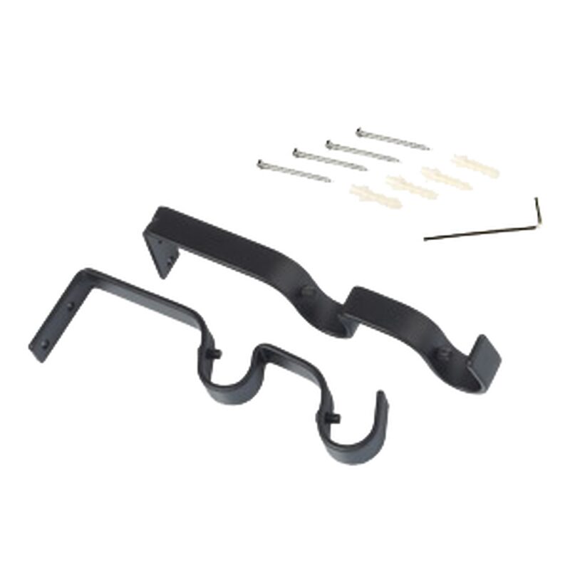 Support barre à rideau OBSIDIENNE coloris noir diamètre barre 1,9 cm longueur extensible de 9,5 à 15,5 cm