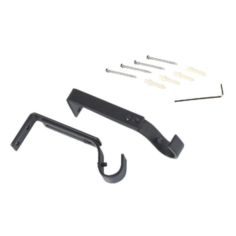 Support barre à rideau OBSIDIENNE coloris noir diamètre barre 1,9 cm longueur extensible de 11,5 à 15,5 cm