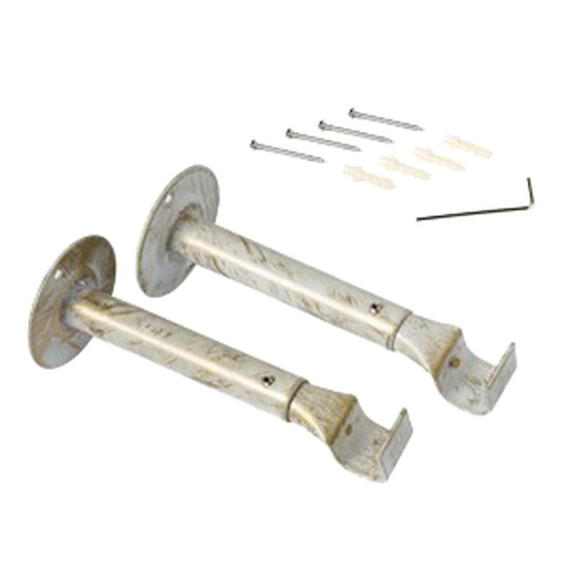 Support barre à rideau CERUSITE coloris blanc  / doré diamètre barre 1,9 cm longueur extensible de 16,5 à 23 cm