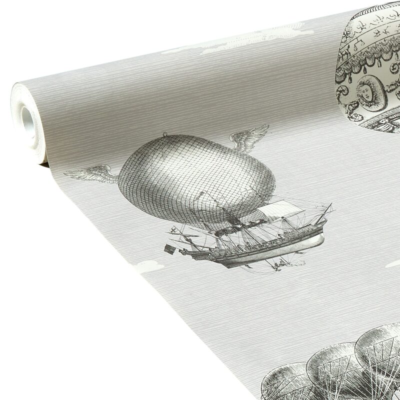 Papier peint intissé MONTGOLFIERES coloris gris perle