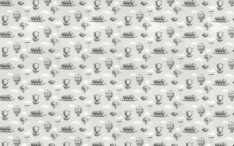 Papier peint intissé MONTGOLFIERES coloris gris perle