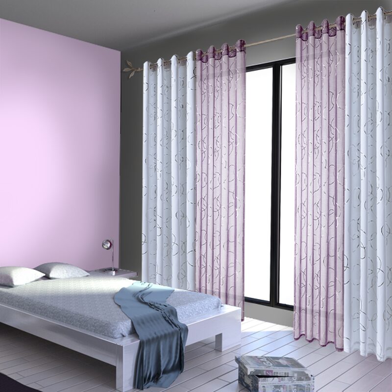 Voilage VERTUOSE coloris mauve 140 x 260 cm