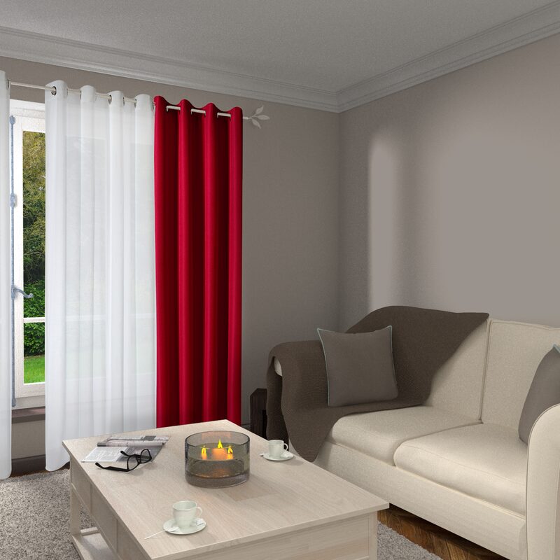 Rideau CALYPSO coloris rouge carmin 140 x 240 cm