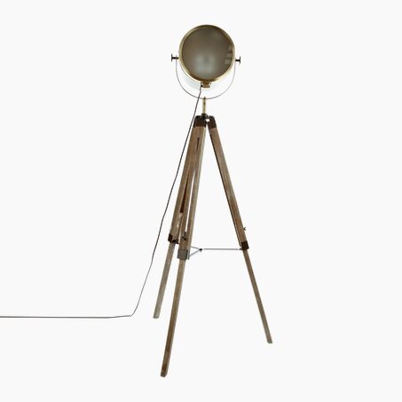 Atmosphera Lampadaire PROJECTEUR or et bois 150 x 25 cm
