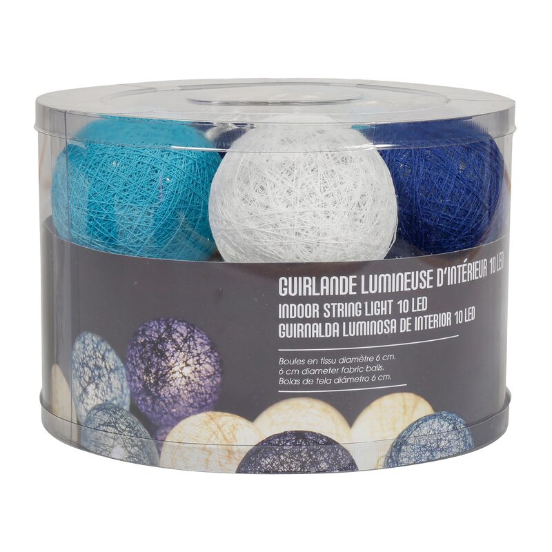 Guirlande lumineuse boule KIMY coloris bleu