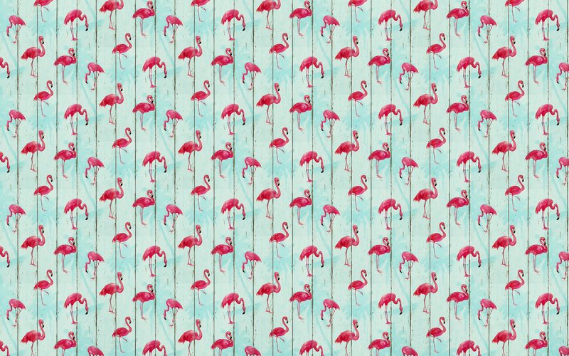 Papier peint intissé FLAMANT coloris vert eau
