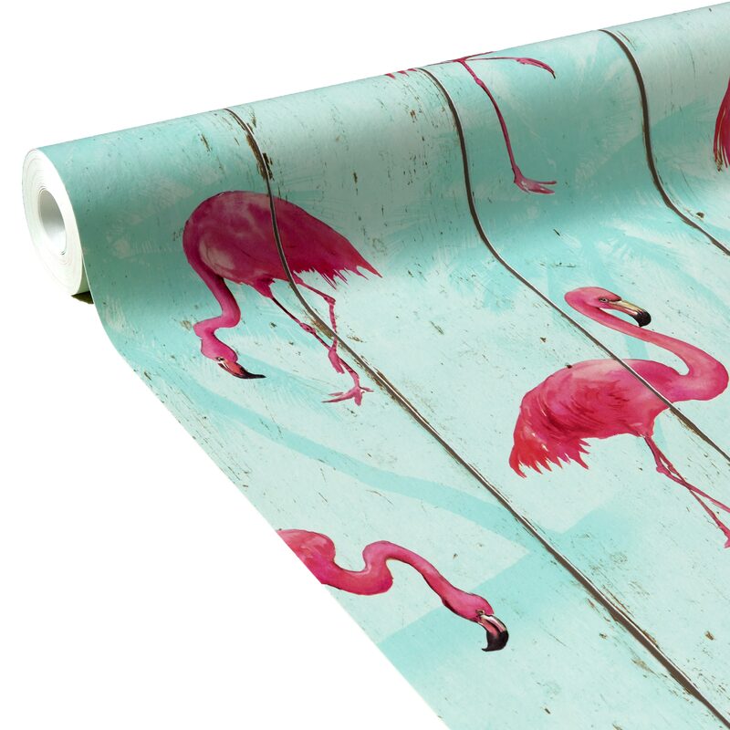 Papier peint intissé FLAMANT coloris vert eau