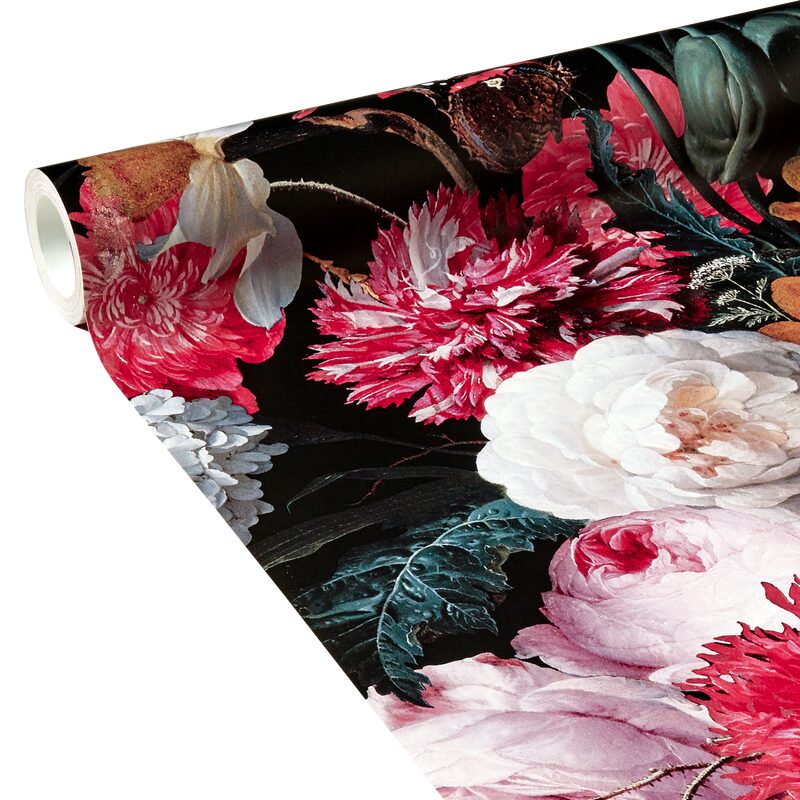Papier peint intissé DUTCH FLOWERS coloris noir