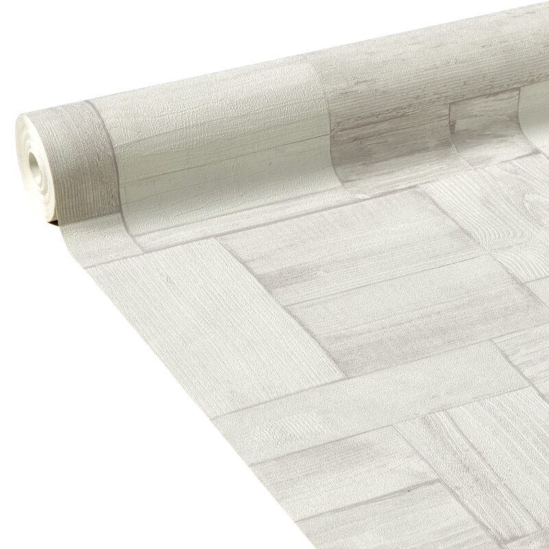 Papier peint intissé CUBIC WOOD coloris blanc grisé